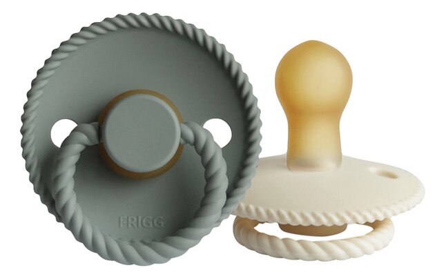FRIGG Sucette 0 - 6 mois Rope latex Cream/Sage - 2 pièces
