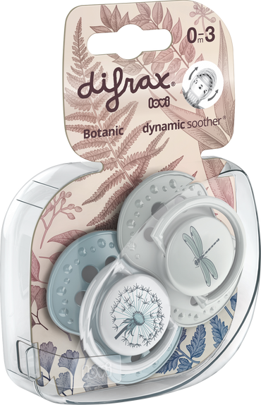 Difrax Sucette + 0 mois LOVI Dynamic Botanic Blue/Green - 2 pièces