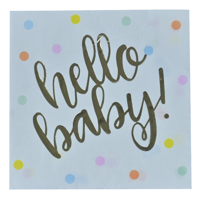 HAZA Witbaard Serviette Hello baby - 16 pièces