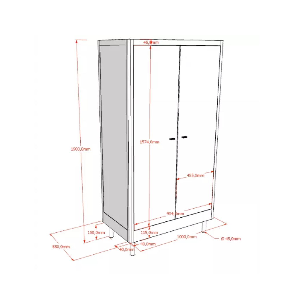 Jaxx Armoire à 2 portes Forrest Chêne