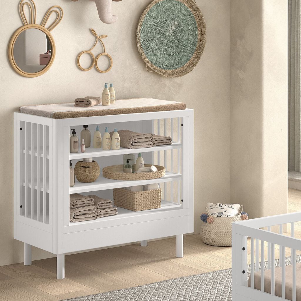 Jaxx Chambre de bébé 2 pièces (Commode ouverte + lit pour enfant) Forrest Hêtre blanc