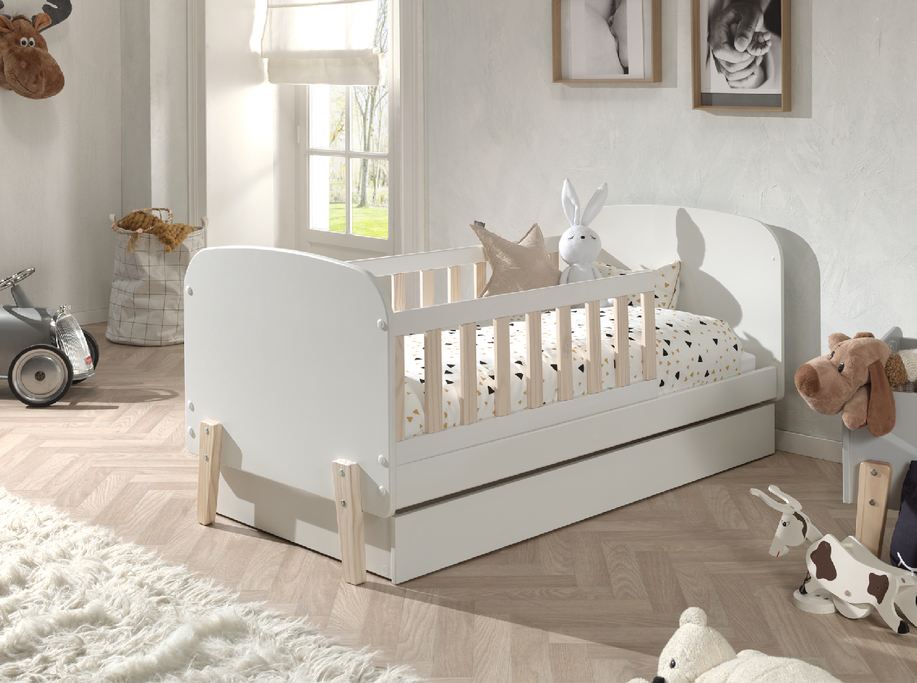 Jaxx lit pour tout-petit Kiddy blanc avec tiroir