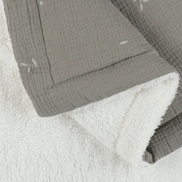 Noukie's Deken muslin & sherpa kaki 75 x 100 cm