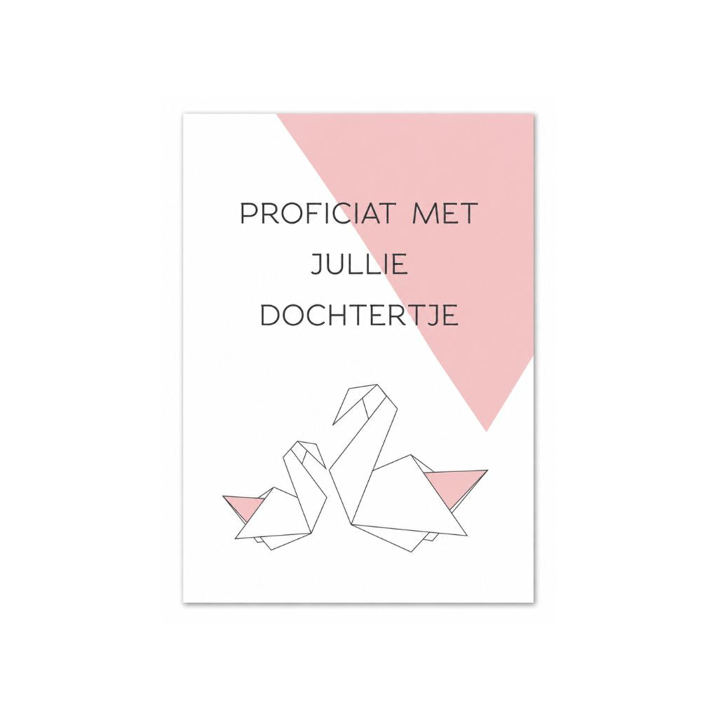 Wenskaart - Proficiat met dochterje origami - 18, NL