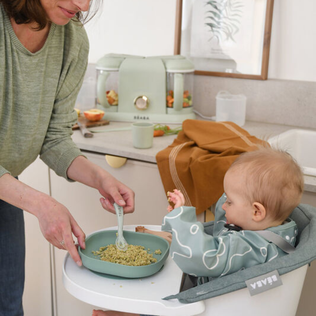 Béaba Set de repas en silicone Sage Green/Gray Green - 4 pièces