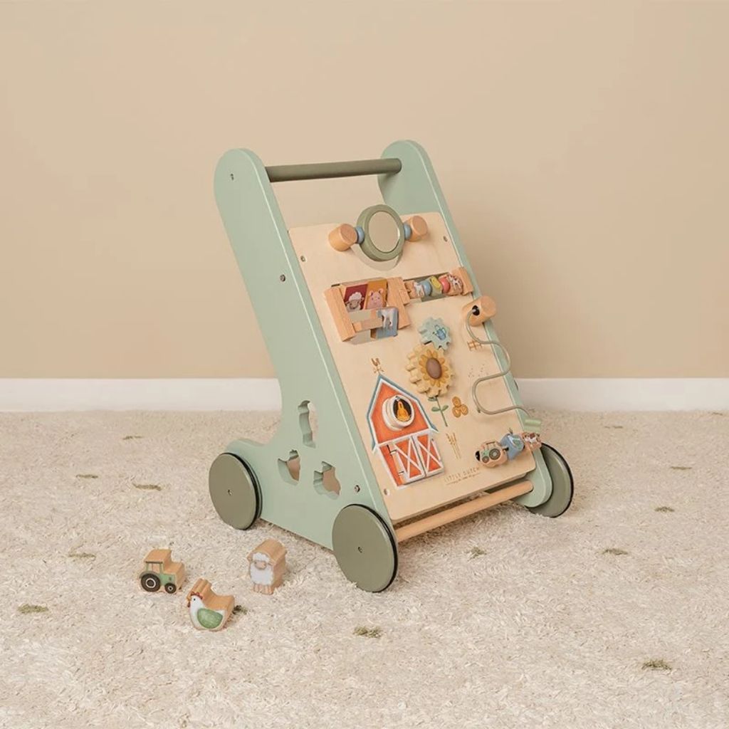 Little Dutch Houten loopwagen Little Farm groen