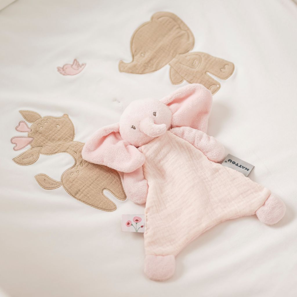 Nattou Mini doudou olifant roze