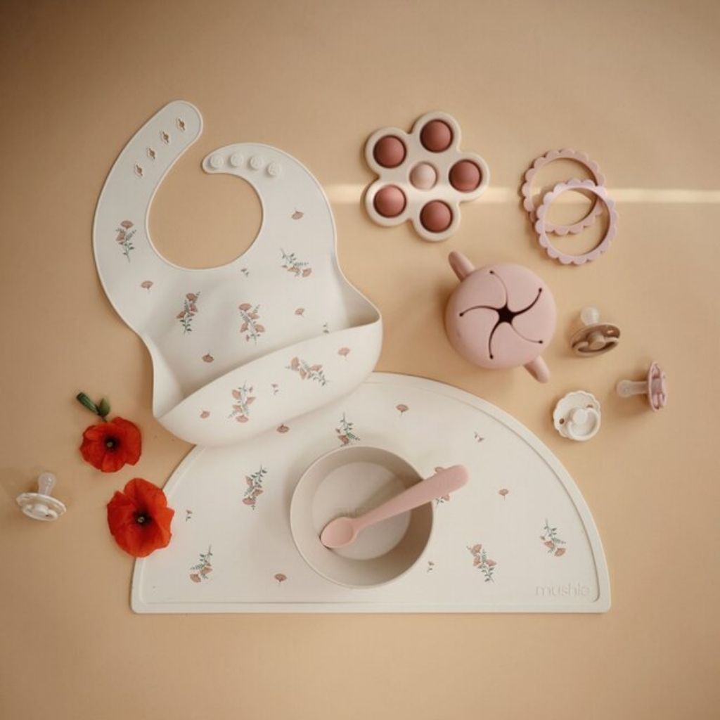Mushie Placemat Pink Flowers