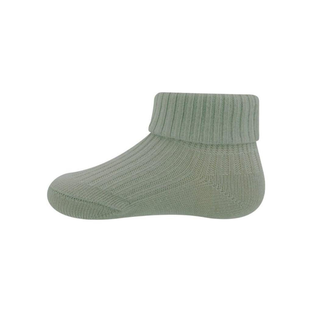 Ewers Chaussettes à revers côtelé écru/vert