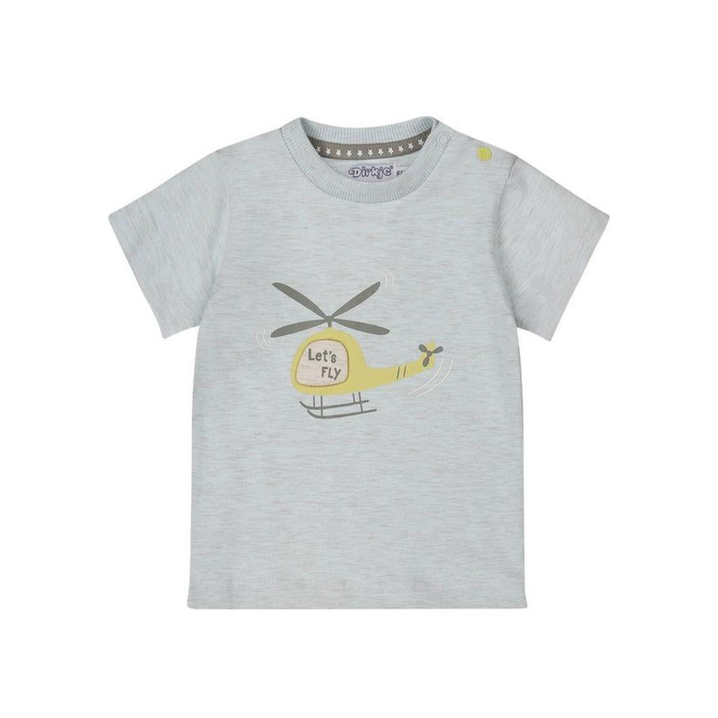 dirkje T-shirt met tekst lets fly korte mouw m 68 Light blue boy