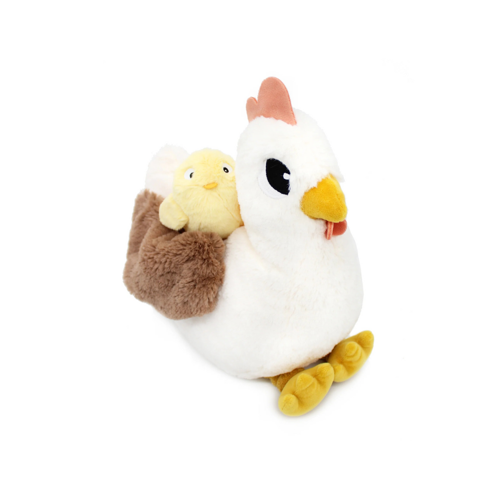 Les Déglingos Knuffel Pioupiou Hen Mom & Baby White Ptipotos