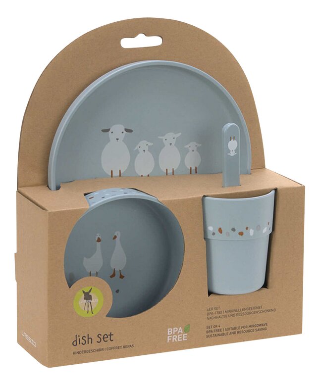 Lässig Set repas 4 pièces Tiny Farmer Sheep Blue