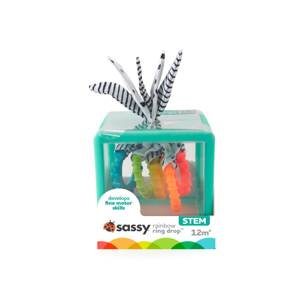 Sassy Cube d'activités Rainbow Ring Drop