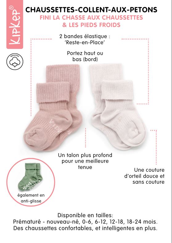 KipKep Paire de chaussettes Antidérapantes Grey 12 à 18 mois