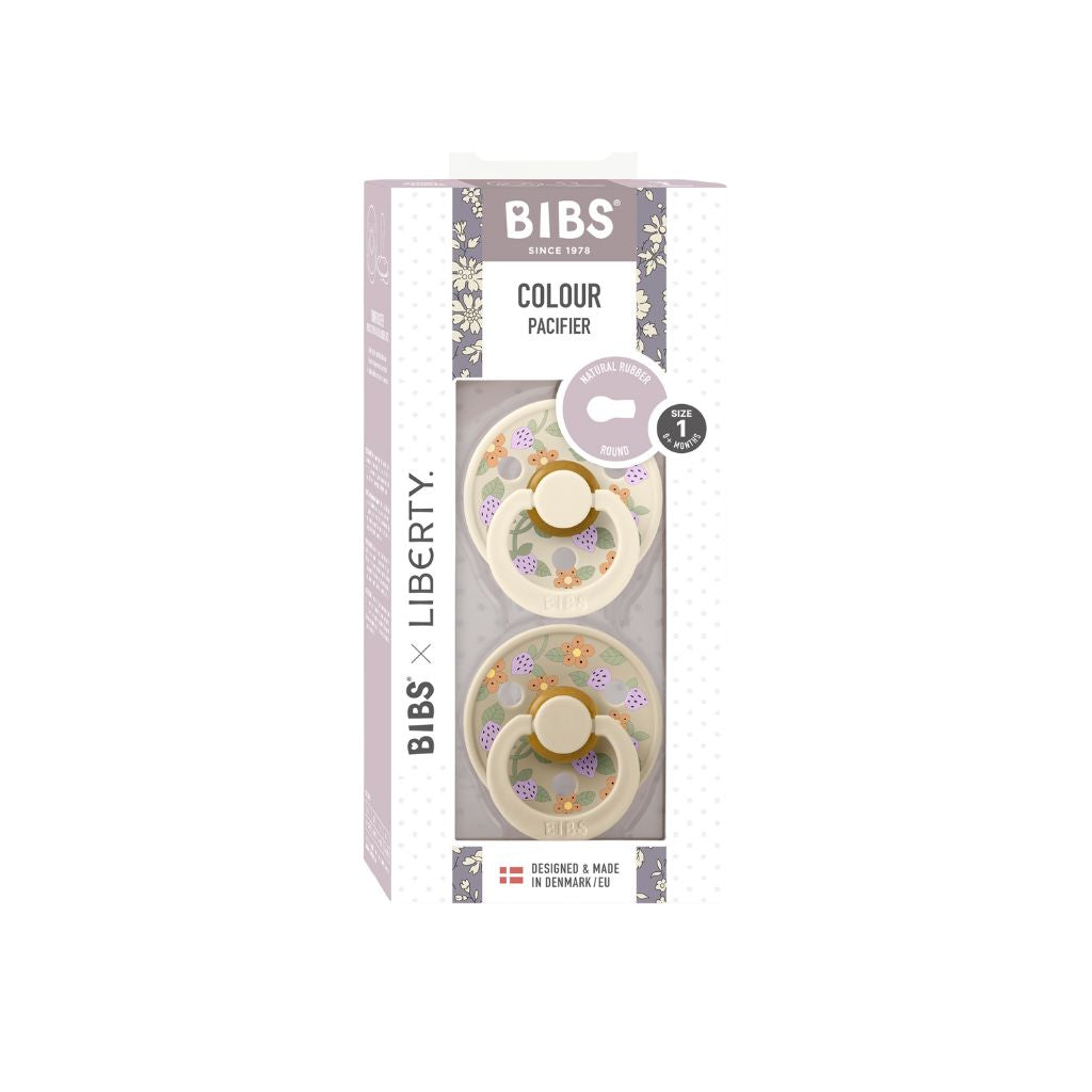 Bibs Sucette + 0 mois Liberty garden Strawberry Ivory Multi - 2 pièces