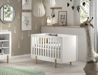 Jaxx Chambre de bébé 2 pièces (lit L 120 x Lg 60 cm + table à langer) Smile blanc