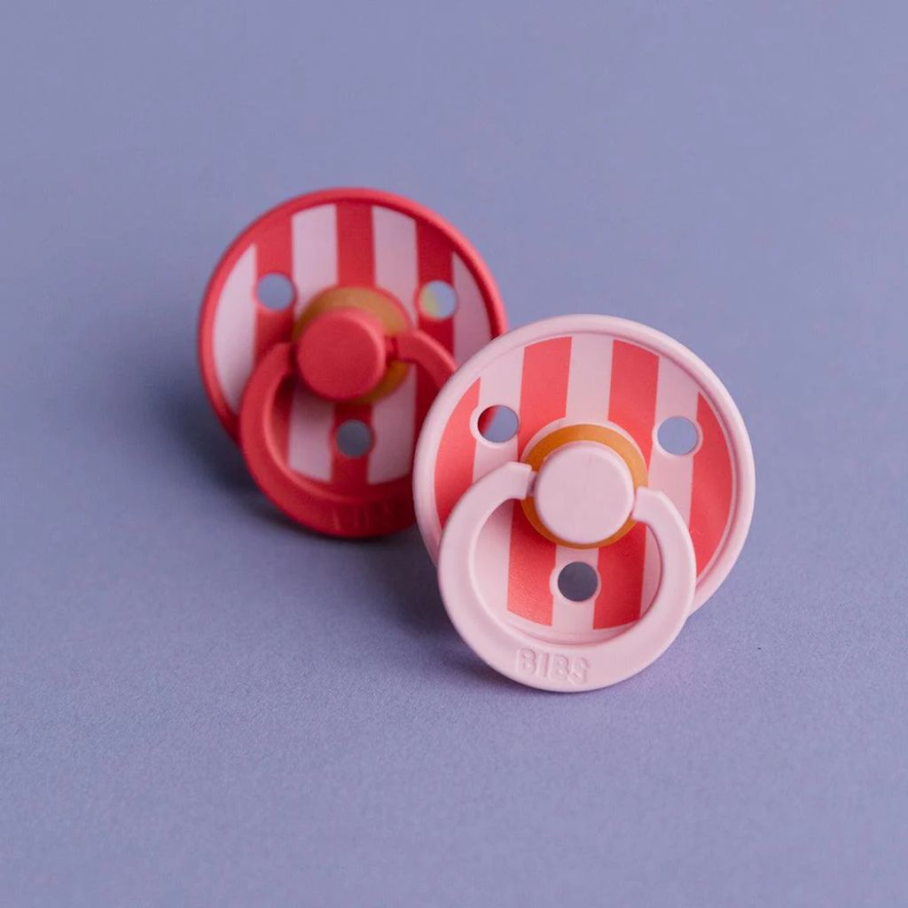 Bibs Fopspeen + 0 maanden Pack Block Baby Pink Coral Mix - 2 stuks