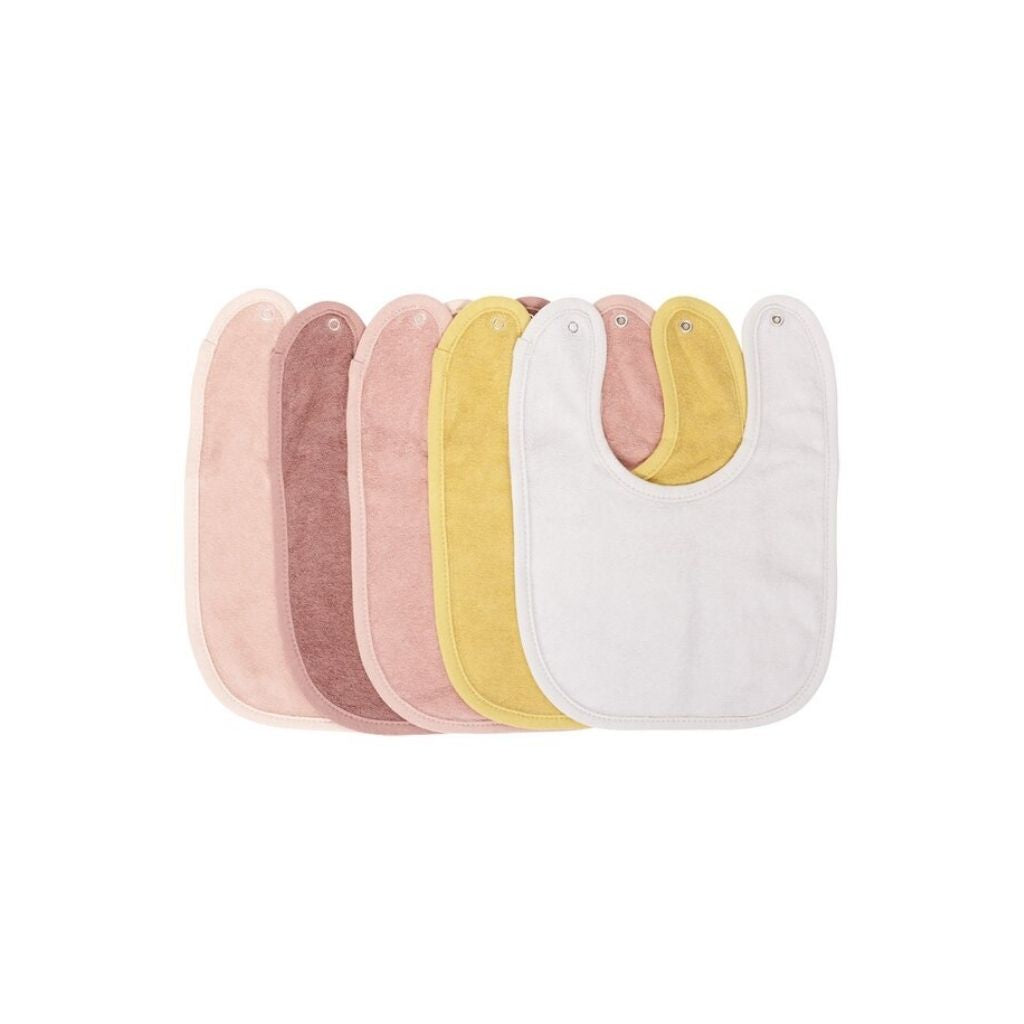 Dreambee Bavoir Essentials à pression rose/blanc/moutarde - 5 pièces