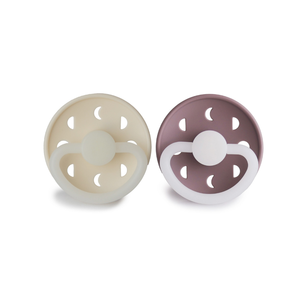 FRIGG Sucette + 6 mois Moon Night silicone Cream/Twilight Mauve - 2 pièces
