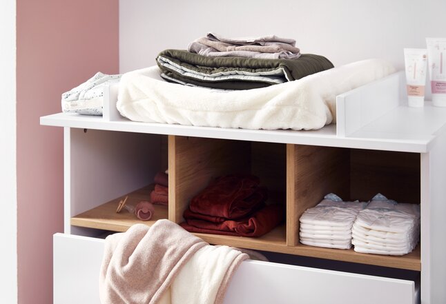 Quax Chambre de bébé 3 pièces (lit + commode + armoire 2 portes) Loft White