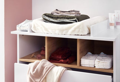 Quax Chambre de bébé 3 pièces (lit + commode + armoire 2 portes) Loft White