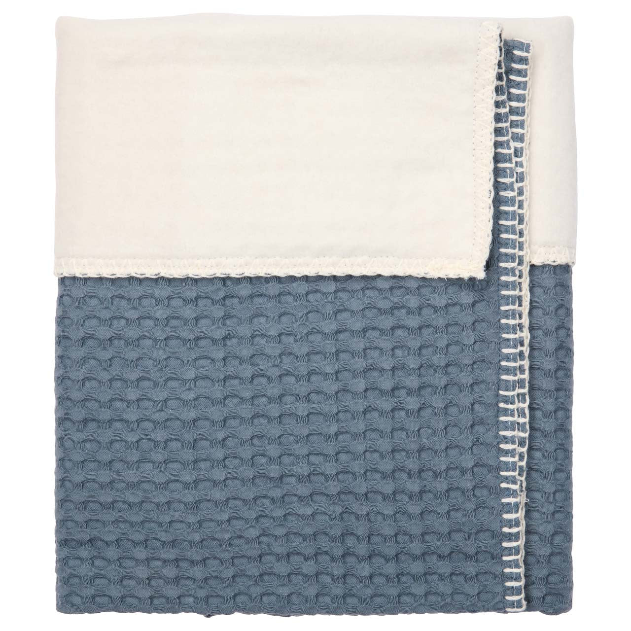Koeka Fleece deken voor wieg of park Amsterdam Bluestone katoen B 100 x L 75 cm