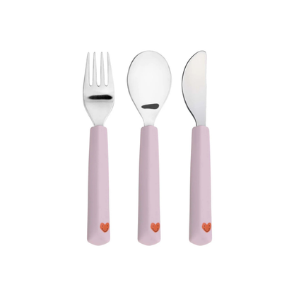 Lässig Vork, lepel en mes Happy Rascals Heart Lavender