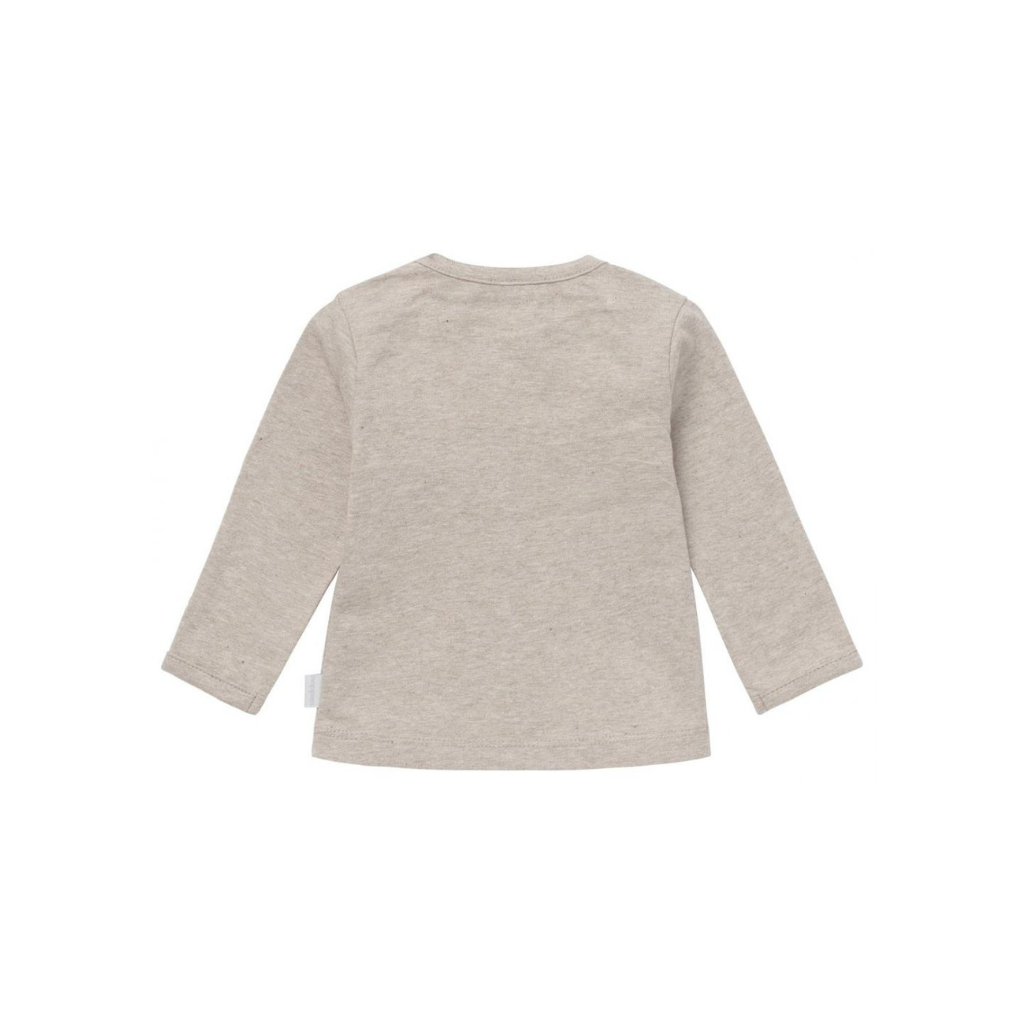 T-shirt lange mouw, Hester met tekst, m 44, Taupe Melange, noppies uniseks