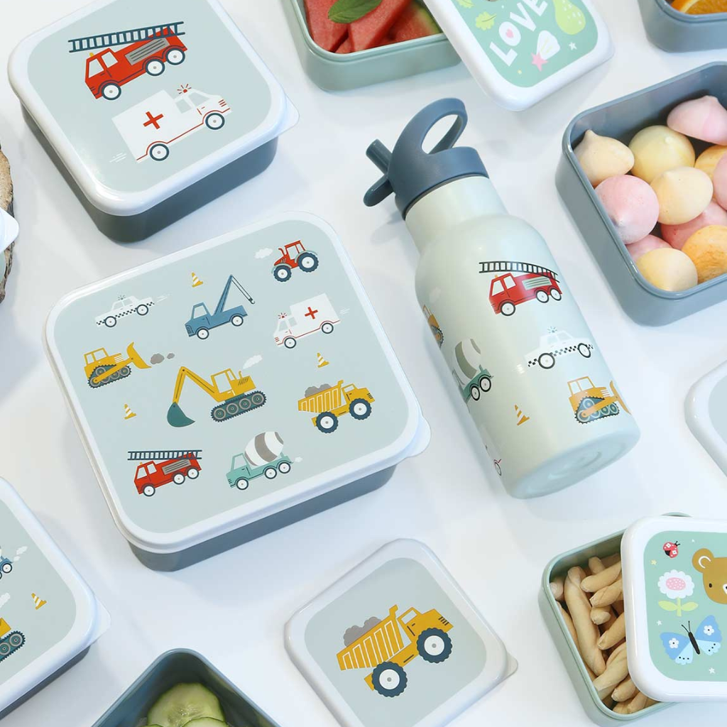 A little lovely company Lunch & Snack Box Set Vehicles - 4 stuks