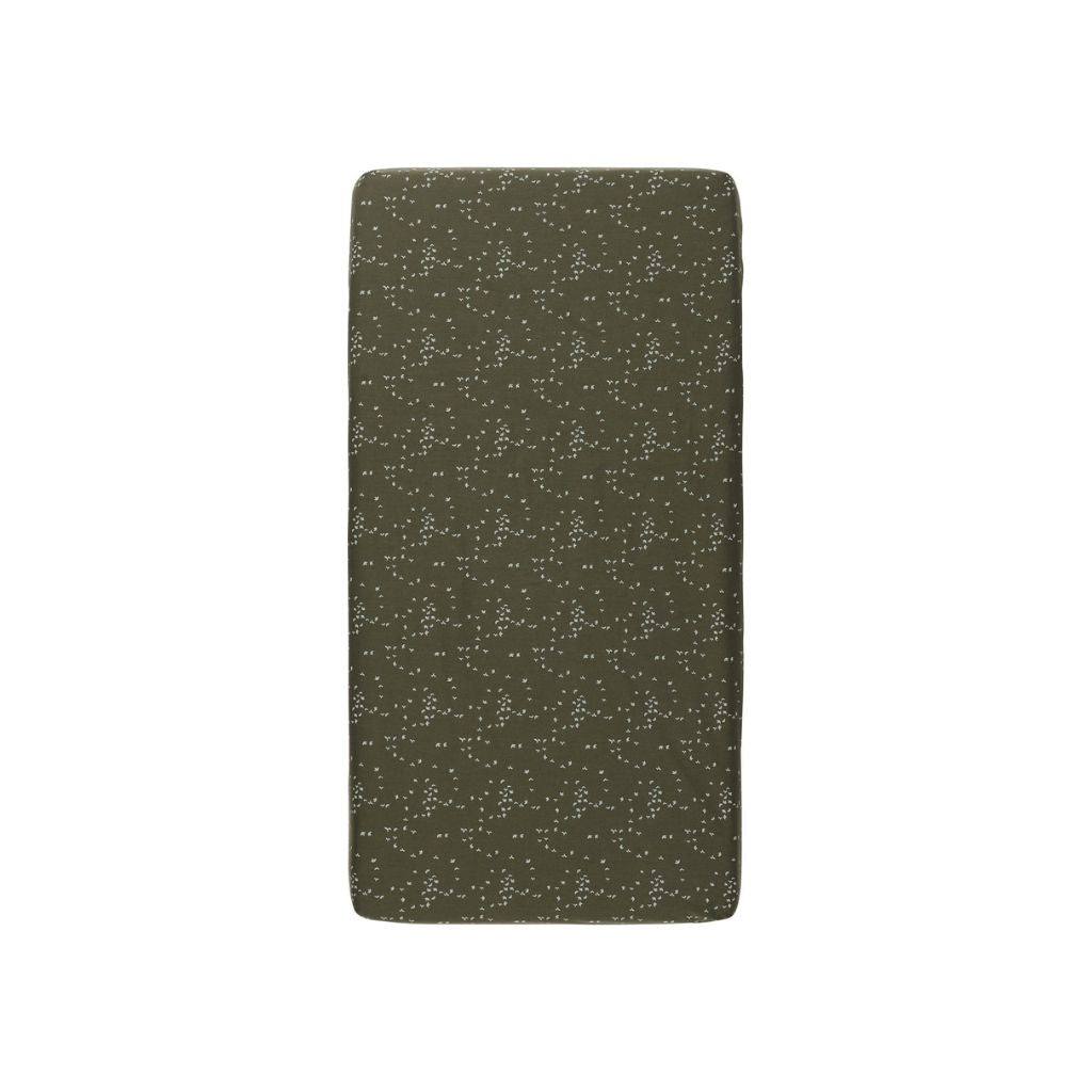 Hoeslaken voor wieg, Botanical poplin, 40x80 P072-Beetle Groen