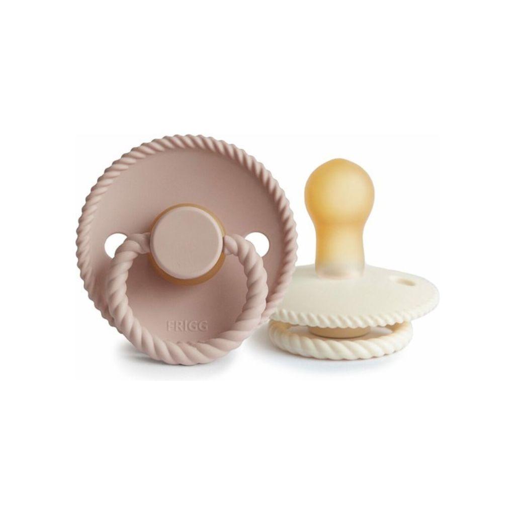 FRIGG Sucette 0 - 6 mois Rope latex Blush/Cream - 2 pièces