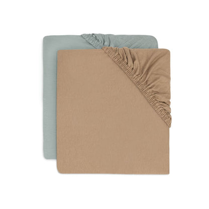 Jollein Drap-housse Sea Green/Biscuit Lg 60 x L 120 cm - 2 pièces