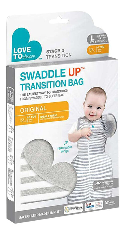 Love to Dream Inbakerzak / Slaapzak Swaddle Up Original Stripe TOG 1,0 Grey 80 cm