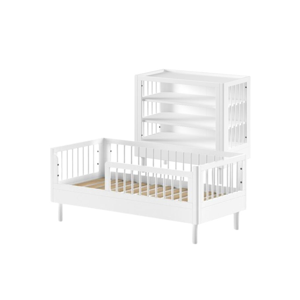 Jaxx Chambre de bébé 2 pièces (Commode ouverte + lit pour enfant) Forrest Hêtre blanc