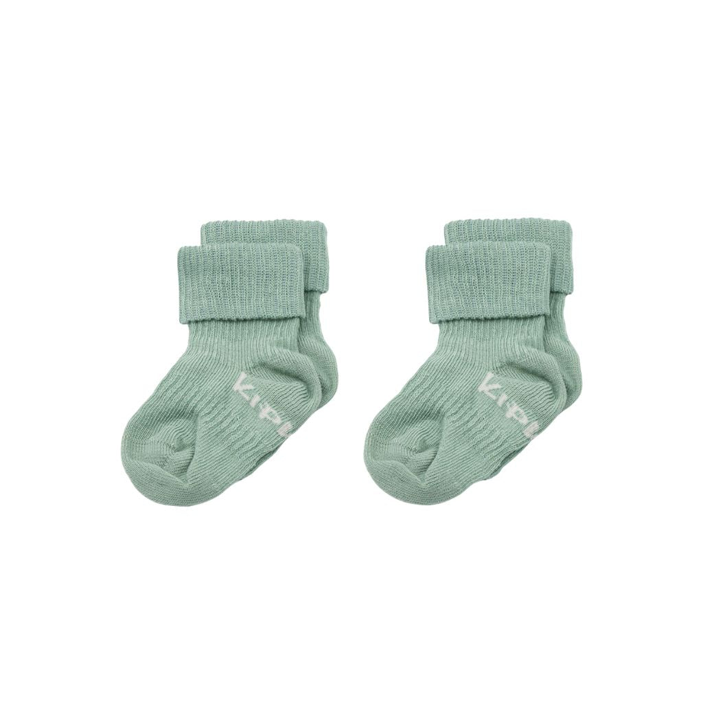 KipKep Blijf sokken 2 paar, m 0-6, calming green, Uniseks