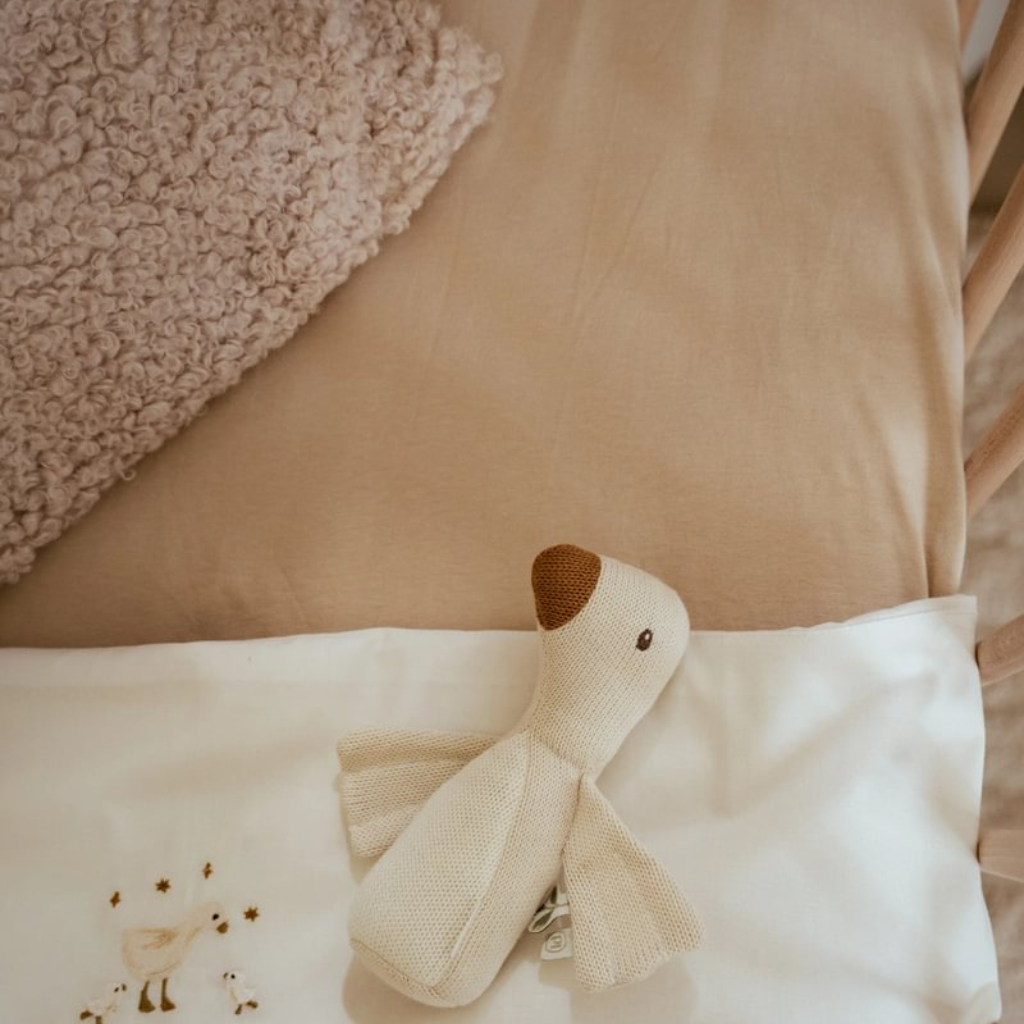 Little Dutch Laken voor wieg geborduurd Little Goose wit 70 x 100 cm