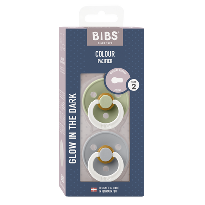 Bibs Sucette + 6 mois Glow in the dark Sage/Cloud - 2 pièces