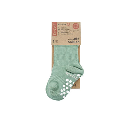 KipKep antislip bijf sokken 1 paar, m 12-18, calming green, Uniseks
