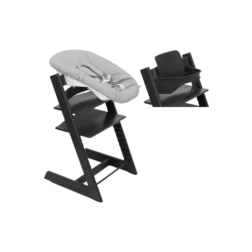 Stokke® Eetstoel Tripp Trapp® Bundel Black + Babyset² + Newborn Set