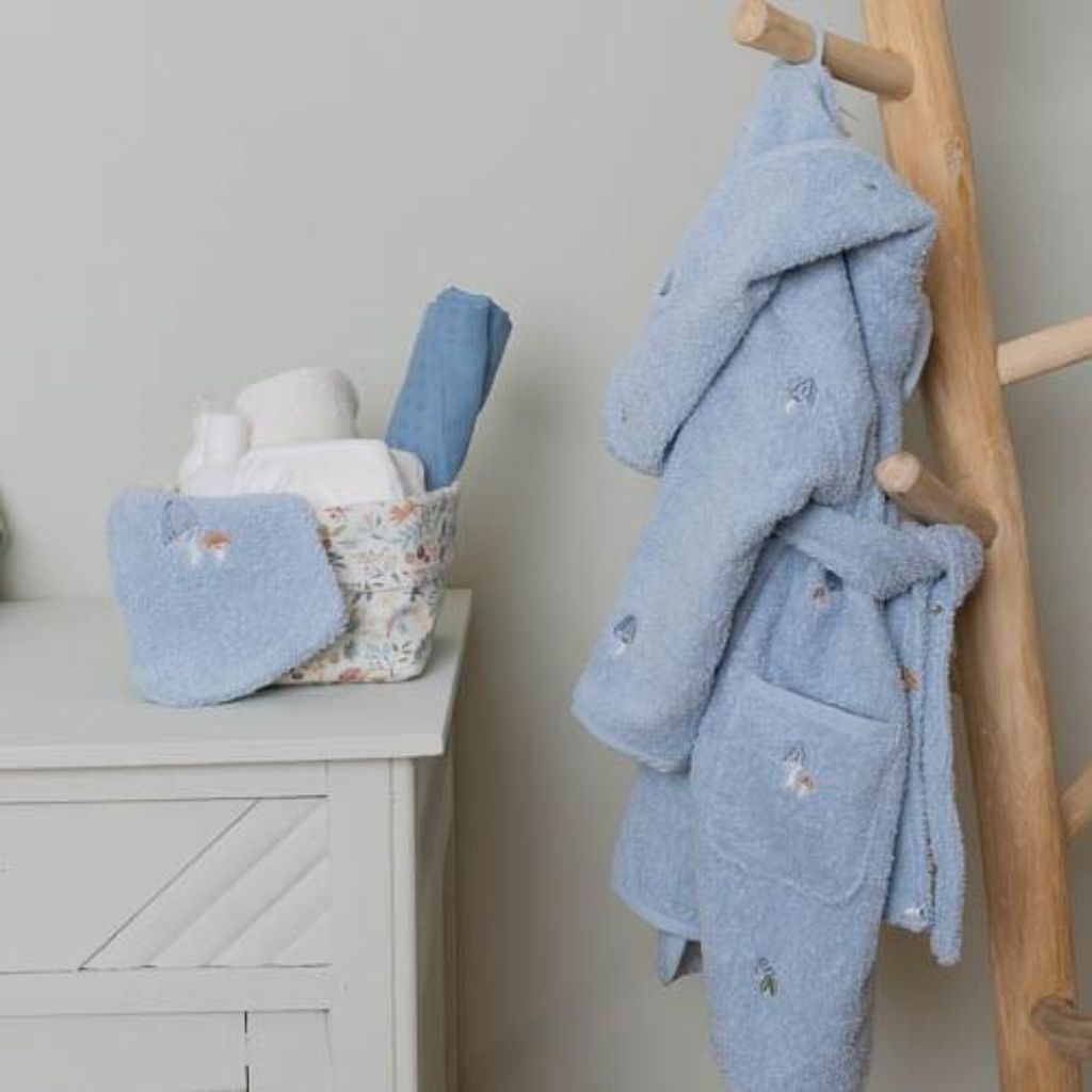 Little Dutch Gant de toilette brodé Forest Friends beige/bleu Lg 14 x L 21 cm - 2 pièces