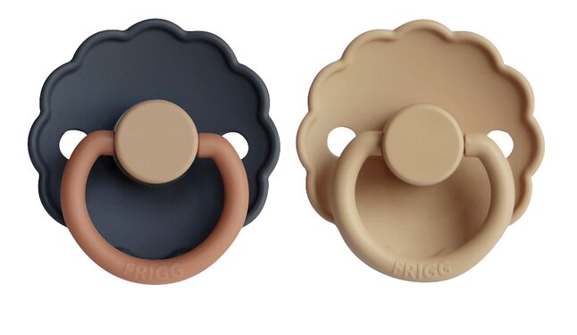 FRIGG Sucette 0 - 6 mois Daisy Blooming silicone Aurora/Croissant  - 2 pièces
