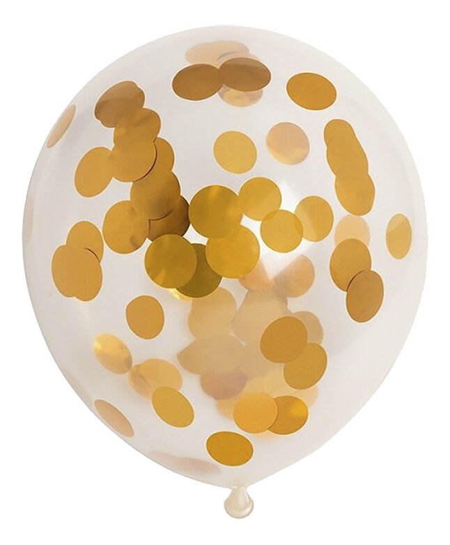 HAZA Witbaard Ballon Confettiballon Gold - 5 stuks