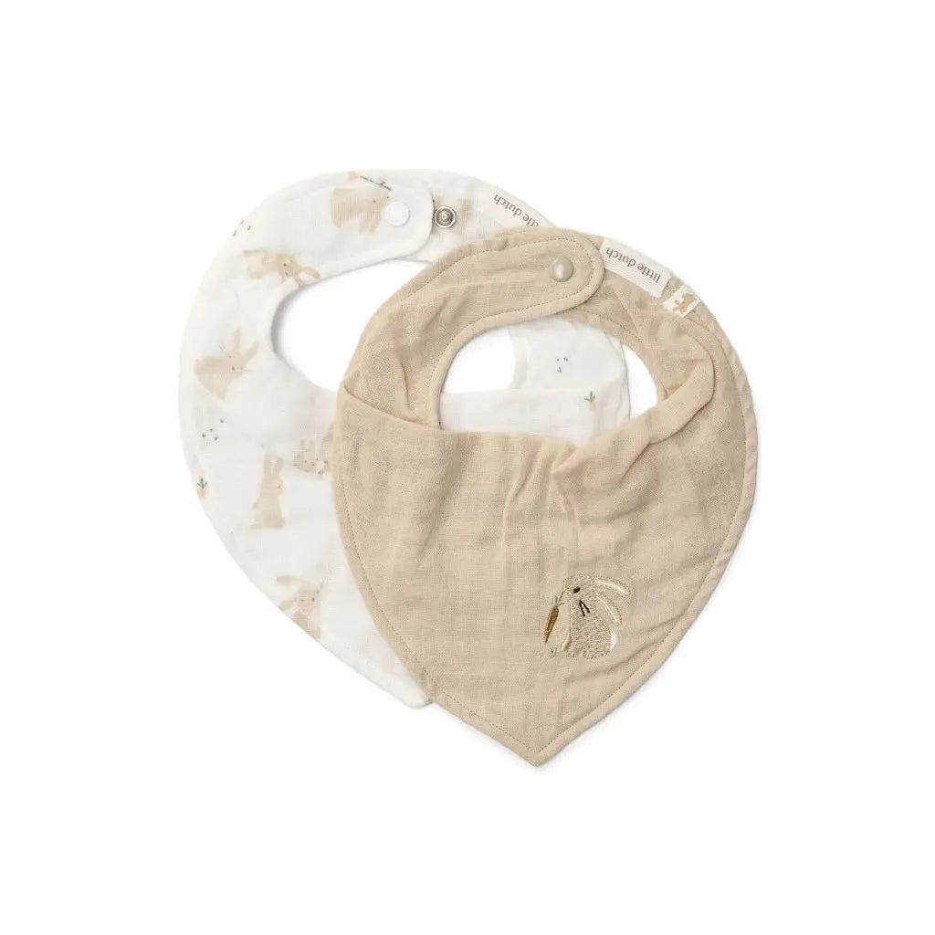 Little Dutch Bandana slab Newborn Naturals Baby Bunny wit -  2 stuks