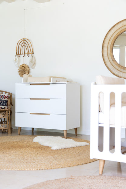 Pericles 2-delige babykamer (bed L 120 x B 60 cm + commode) Boho White
