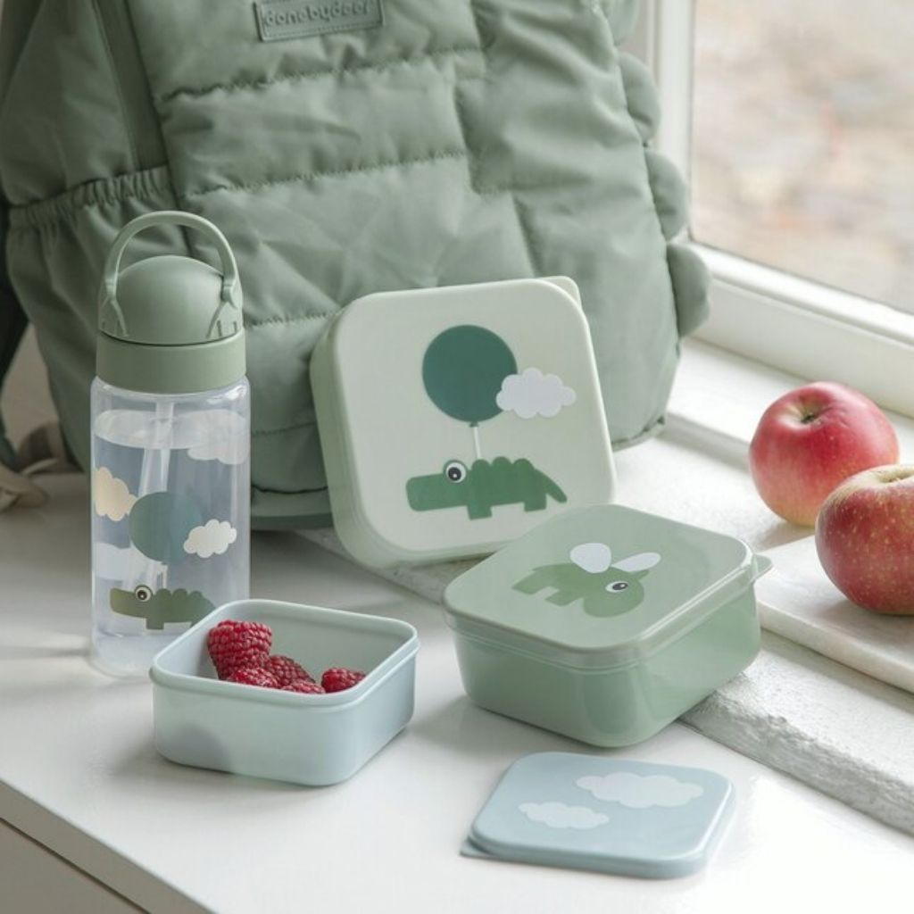 Done by Deer Boîte à snacks Happy Clouds Green - 3 pièces