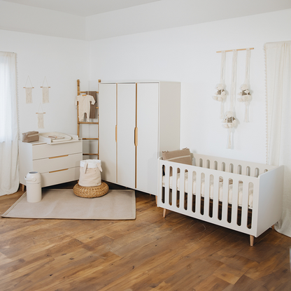 Pericles 3-delige babykamer (bed 120 x 60 + commode met verlengstuk + kast 3 deuren) Nomad dune beige