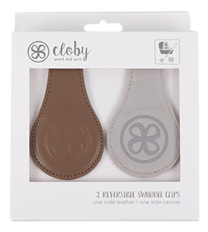 Cloby Attache pour poussette/poussette canne Swaddle Clips cognac/gris