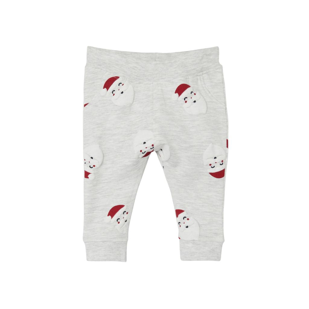 Name it broek aop christmas, m 68, Light Grey Melange, uniseks