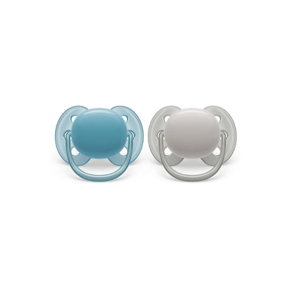 Philips AVENT Fopspeen 6 - 18 maanden Ultra Soft grijs,blauw - 2 stuks