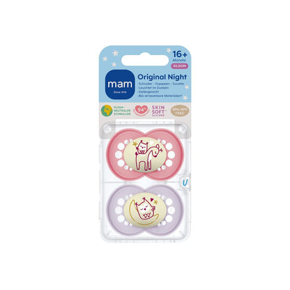 MAM Fopspeen + 16 maanden  Original Night Pink/Lilac - 2 stuks